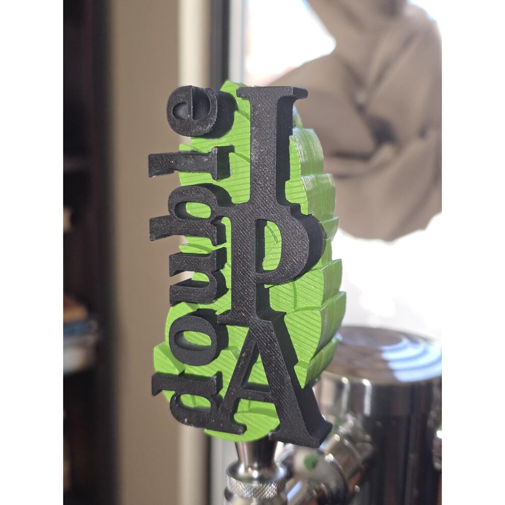 Double IPA on Hops Tap Handle, 3D Printed, Home Bar Accessory